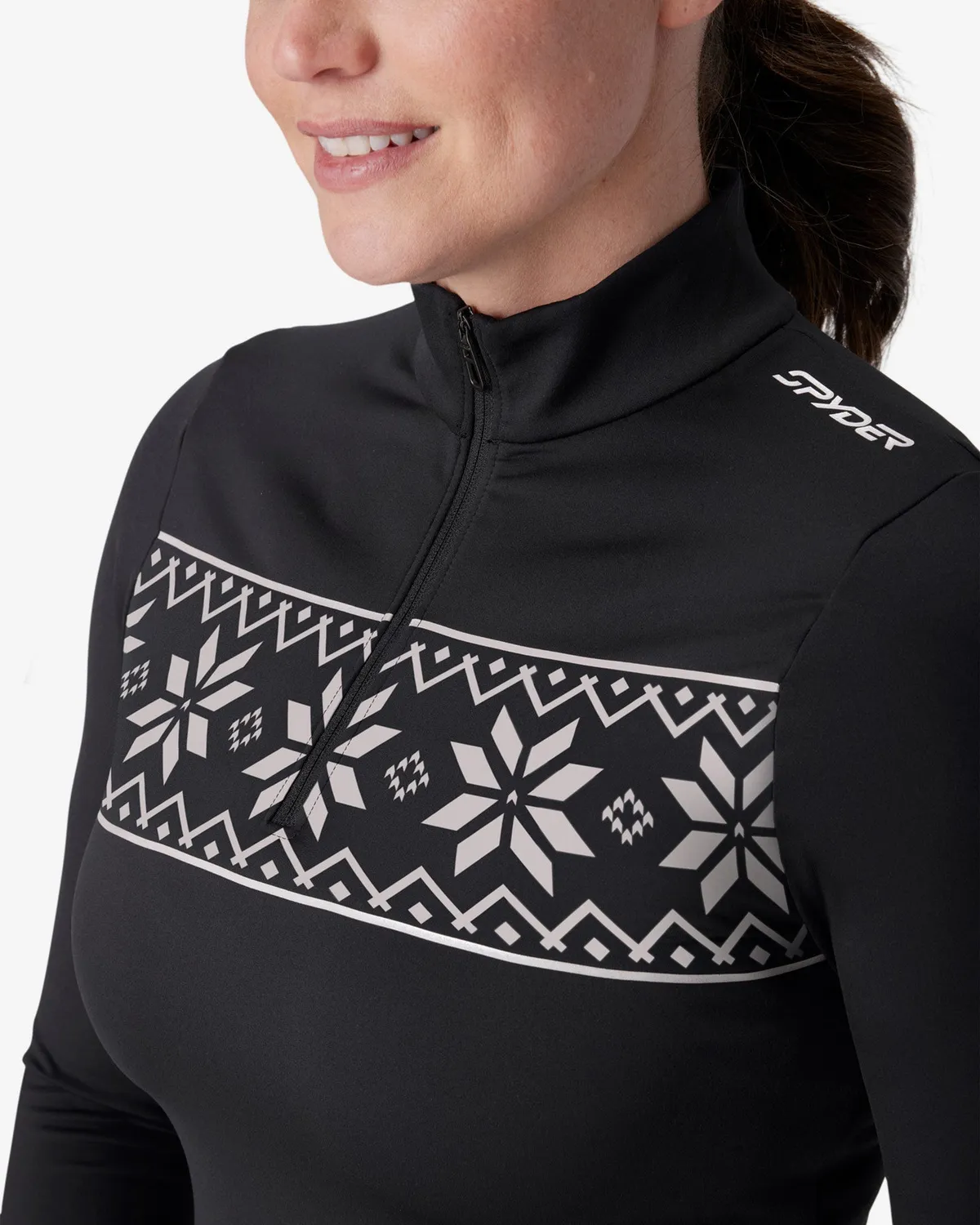 Spyder Vivid quarter zip baselayer dame svart fukttransporterende