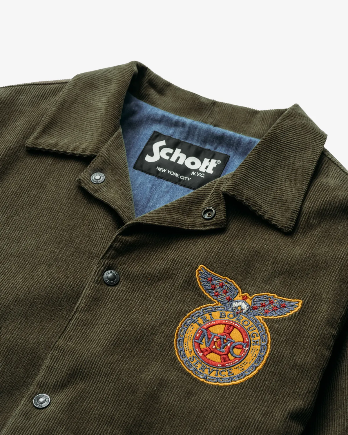 Schott NYC 8502 arbeidsjakke oliven broderi