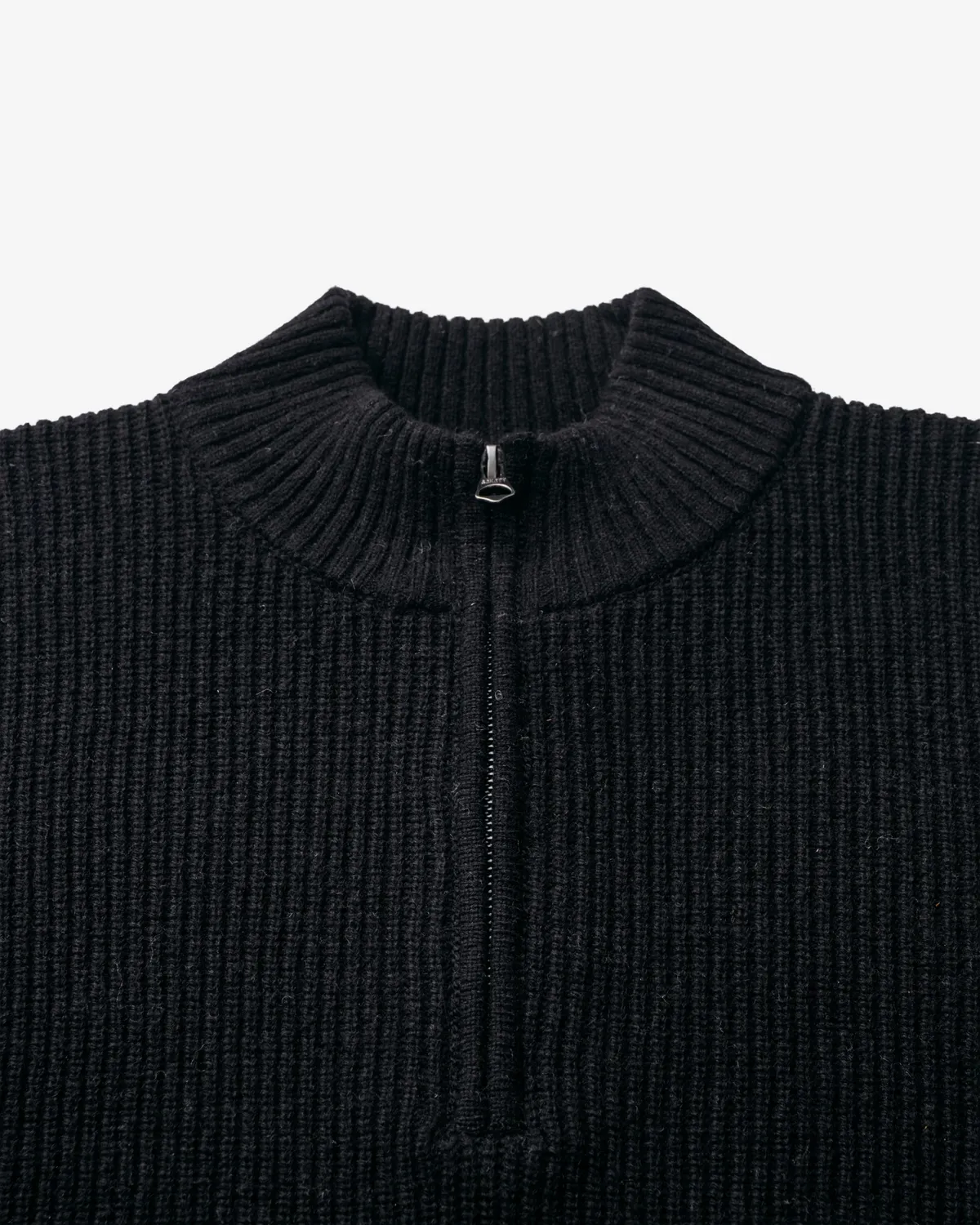 Schott NYC SW2212 ullgenser half-zip svart – varm ribbestrikk