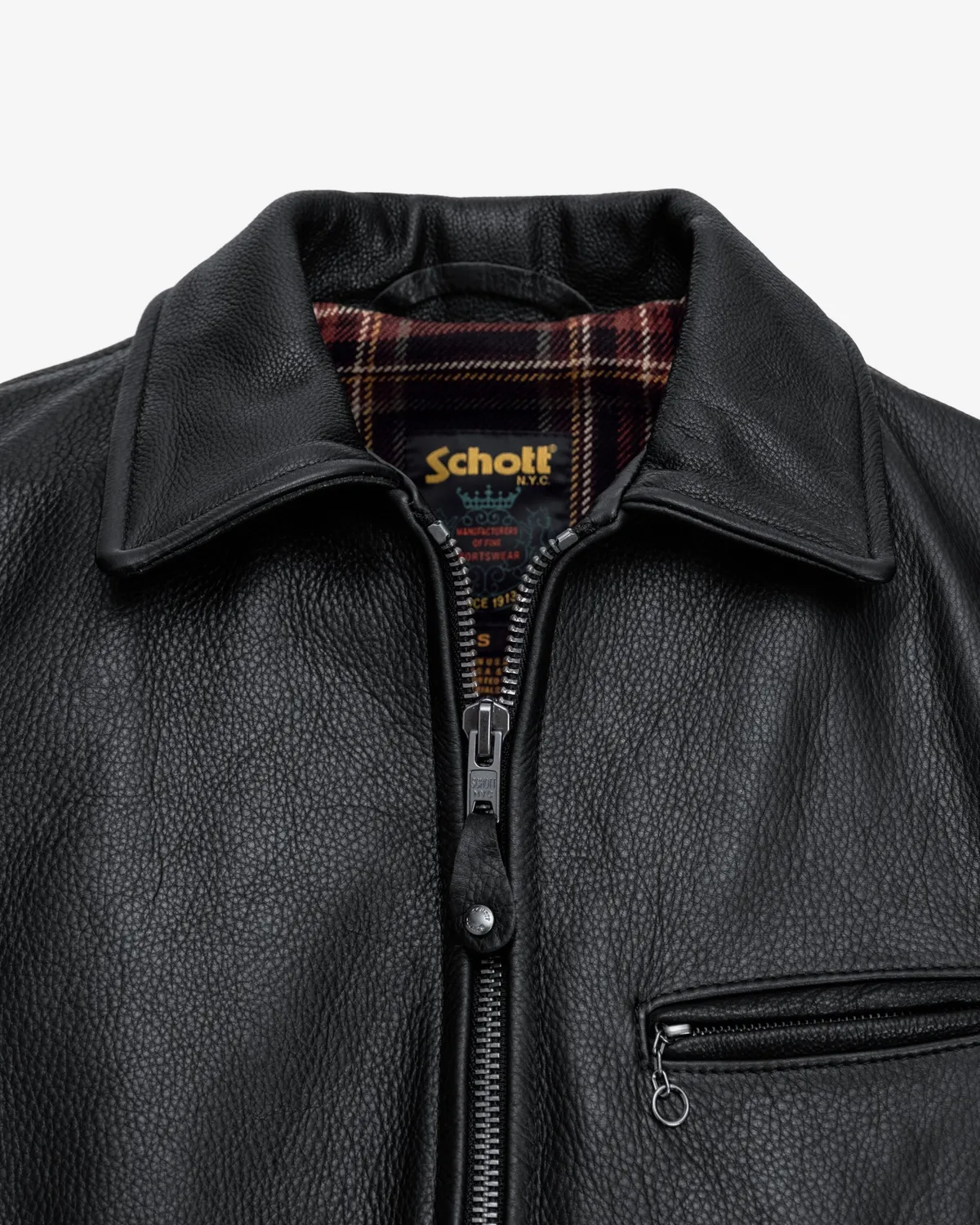 Schott NYC 562 skinnjakke svart – preget kuskinn