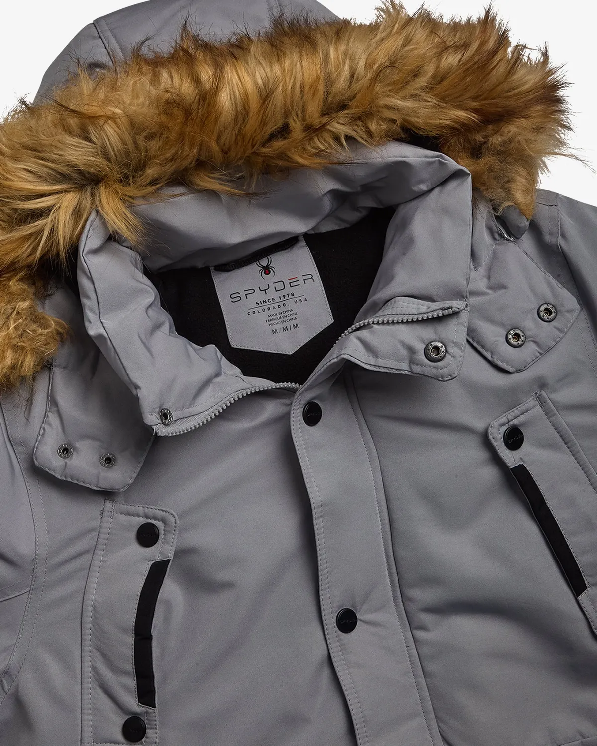 Spyder Parka vinterjakke gutt pewter vindtett