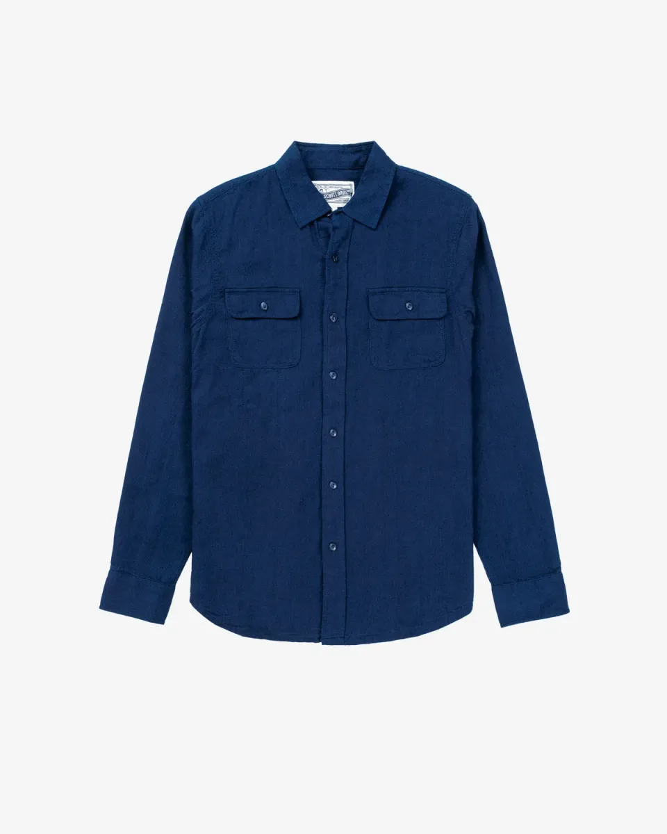 Schott NYC SH2308 indigoskjorte basketweave