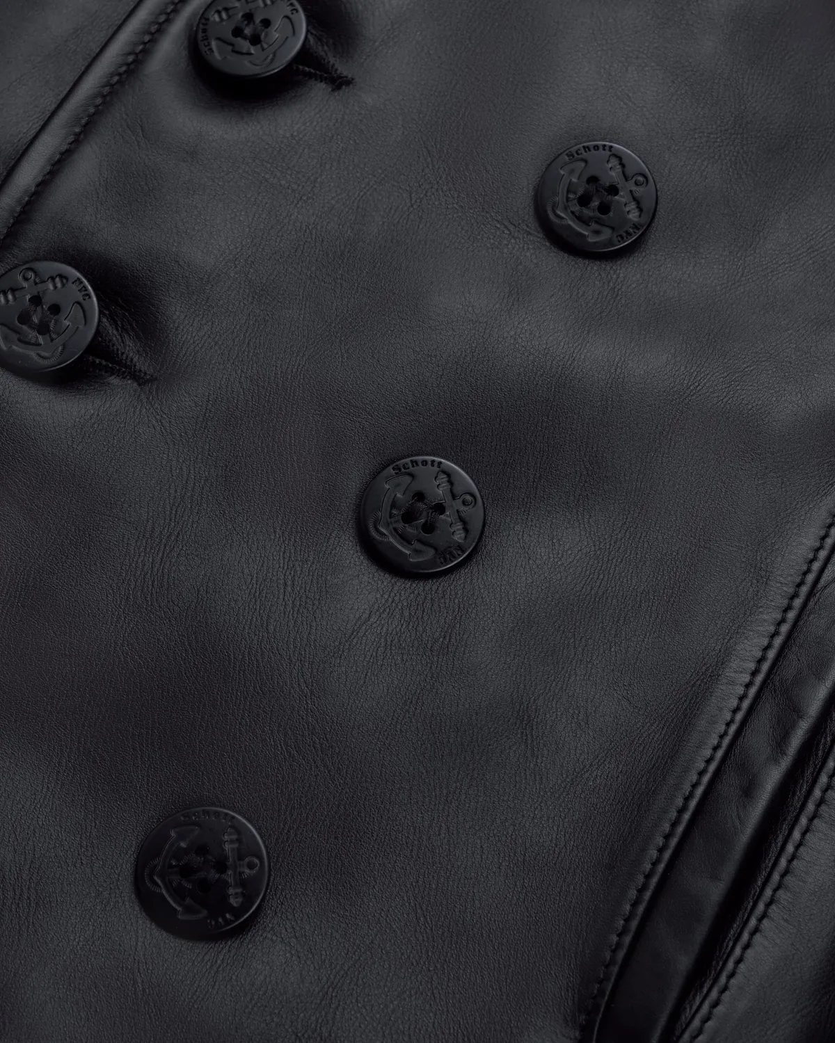 Schott NYC 140 skinnpeacoat svart naked leather