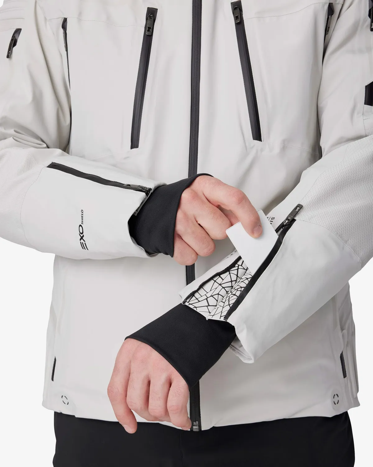 Spyder Pinnacle skijakke herre lysegrå vanntett