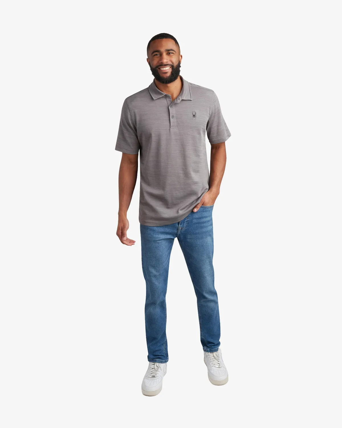 Spyder Tech polo heather black kort erme pustende