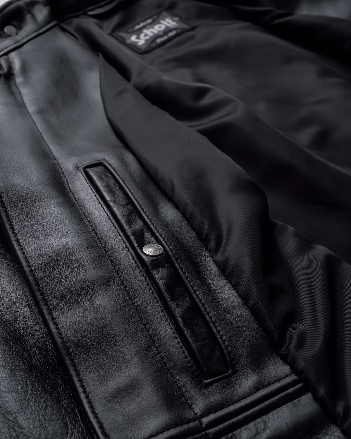 Schott NYC 654 Cafe Racer skinnjakke svart lett kuskinn