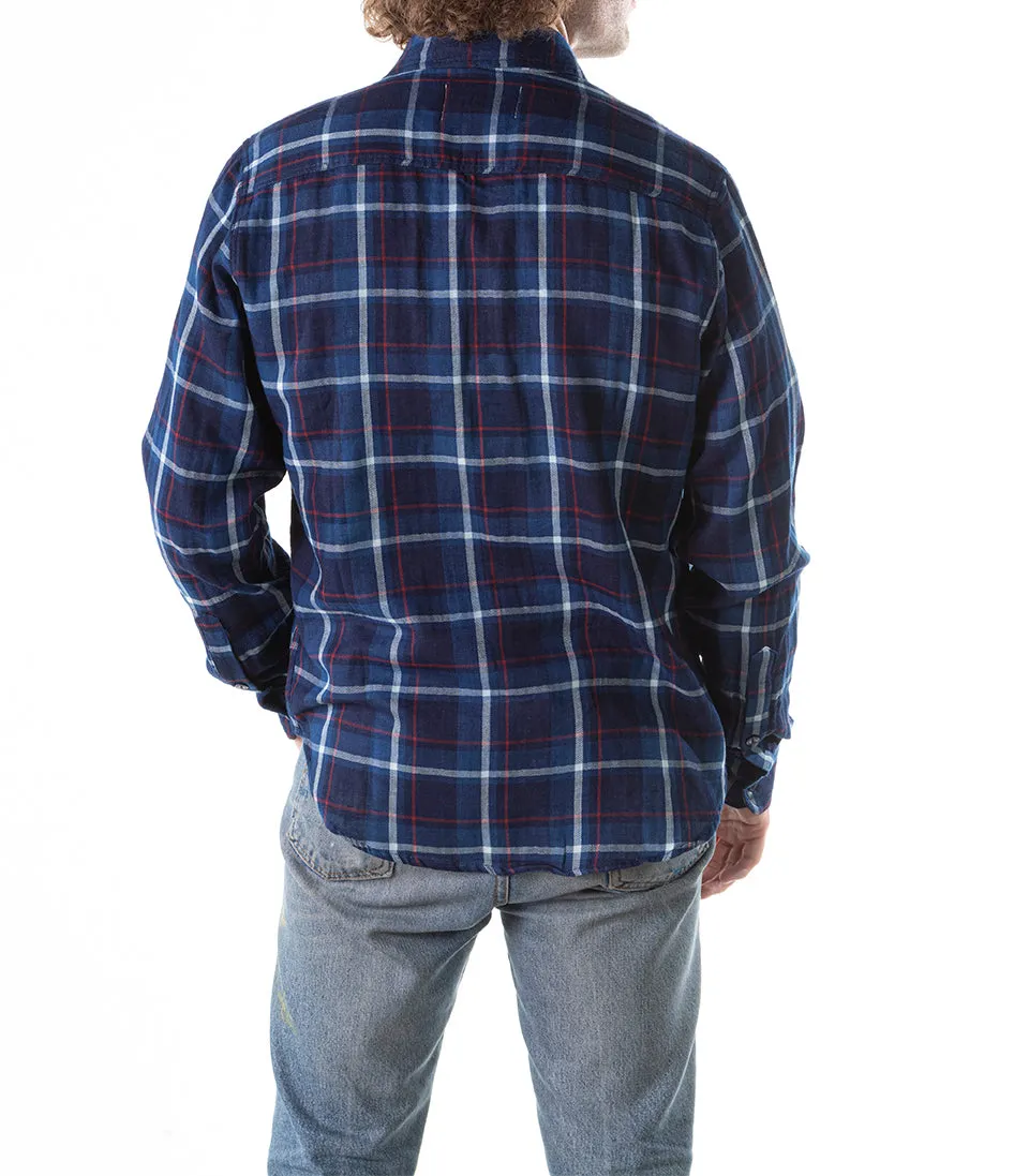 Schott NYC SH2309 arbeidsskjorte navy rutete bomull
