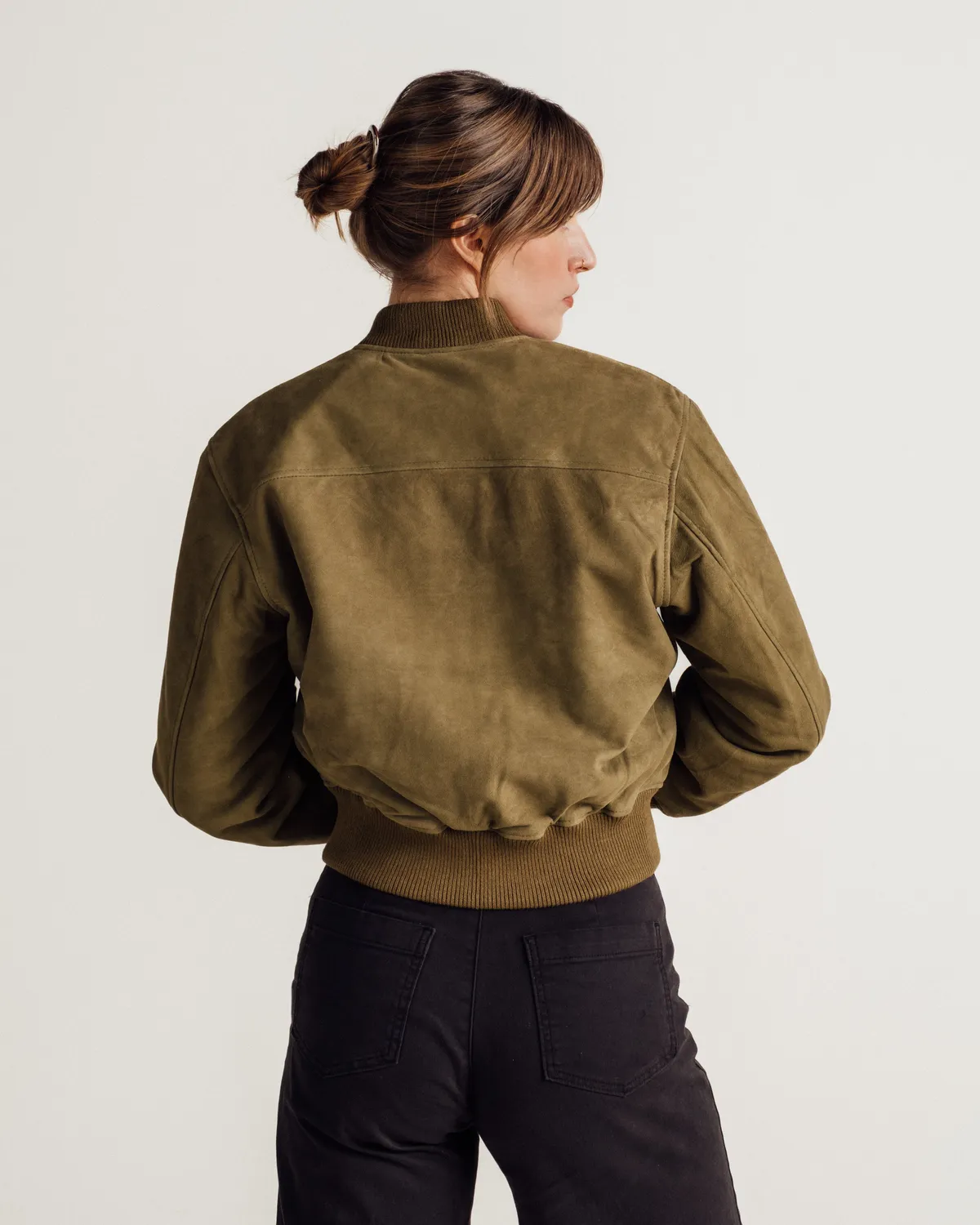 Schott NYC 3528W bomberjakke oliven M semsket