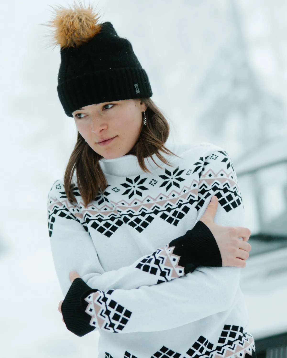 Spyder Plait lue dame svart med dusk ullblanding