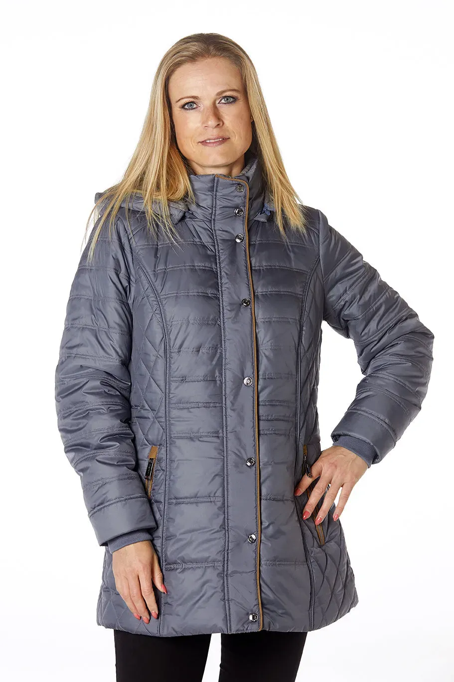 Danwear Carly vinterjakke grey lang resirkulert