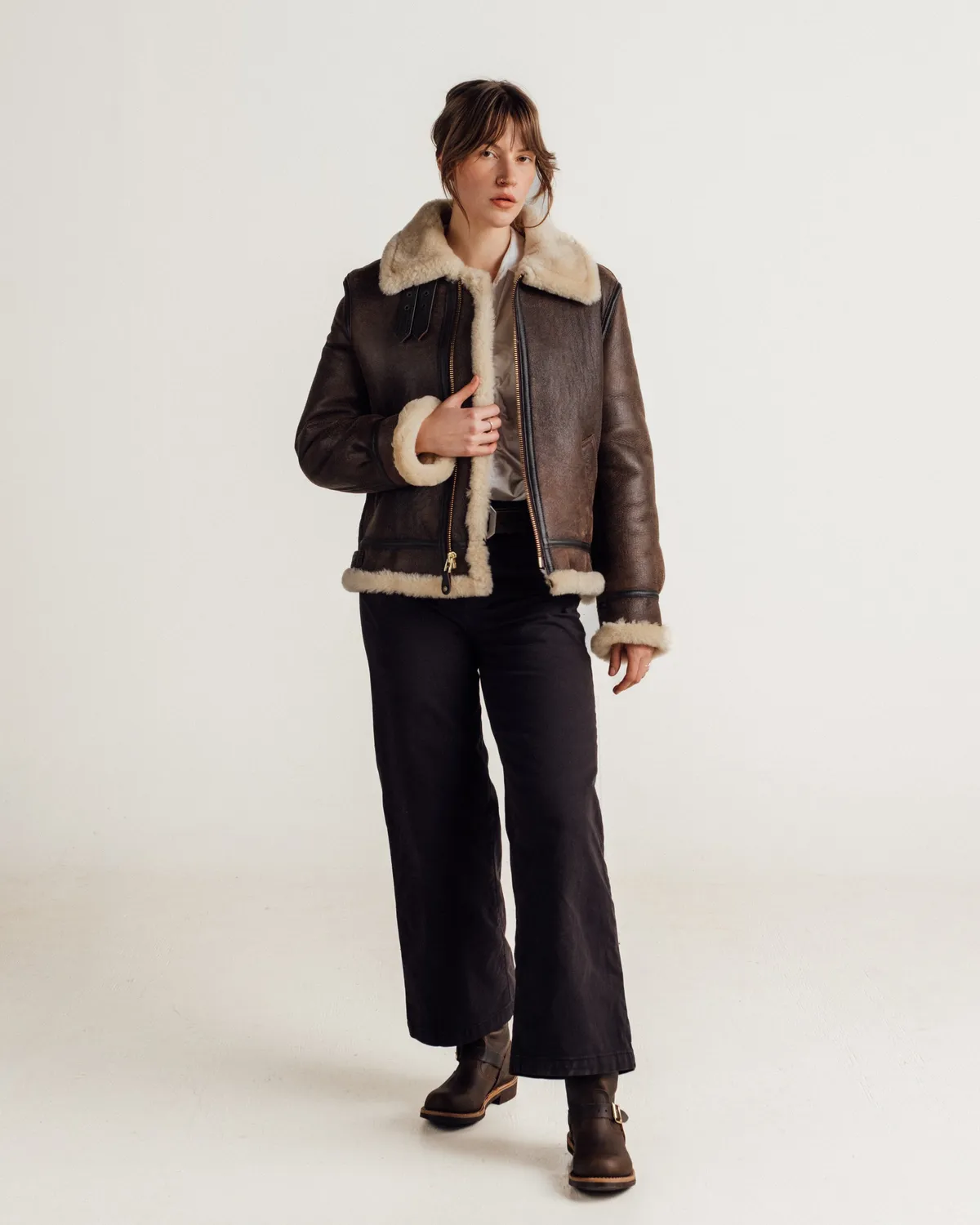 Schott NYC 247SW bomberjakke dame saueskinn brun