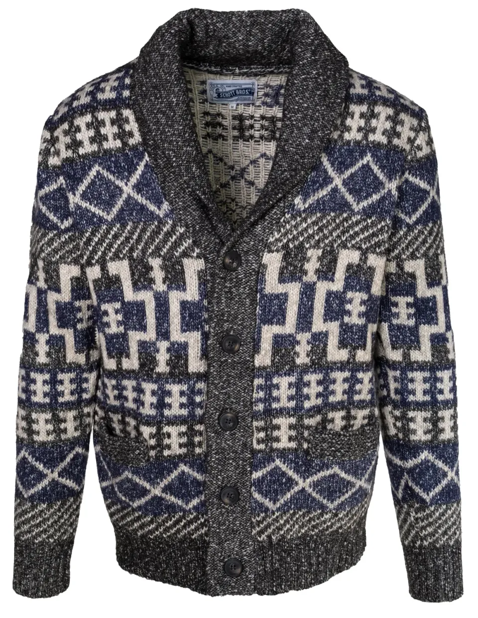 Schott NYC SW2238 cardigan yakmiks svart sjalskrage