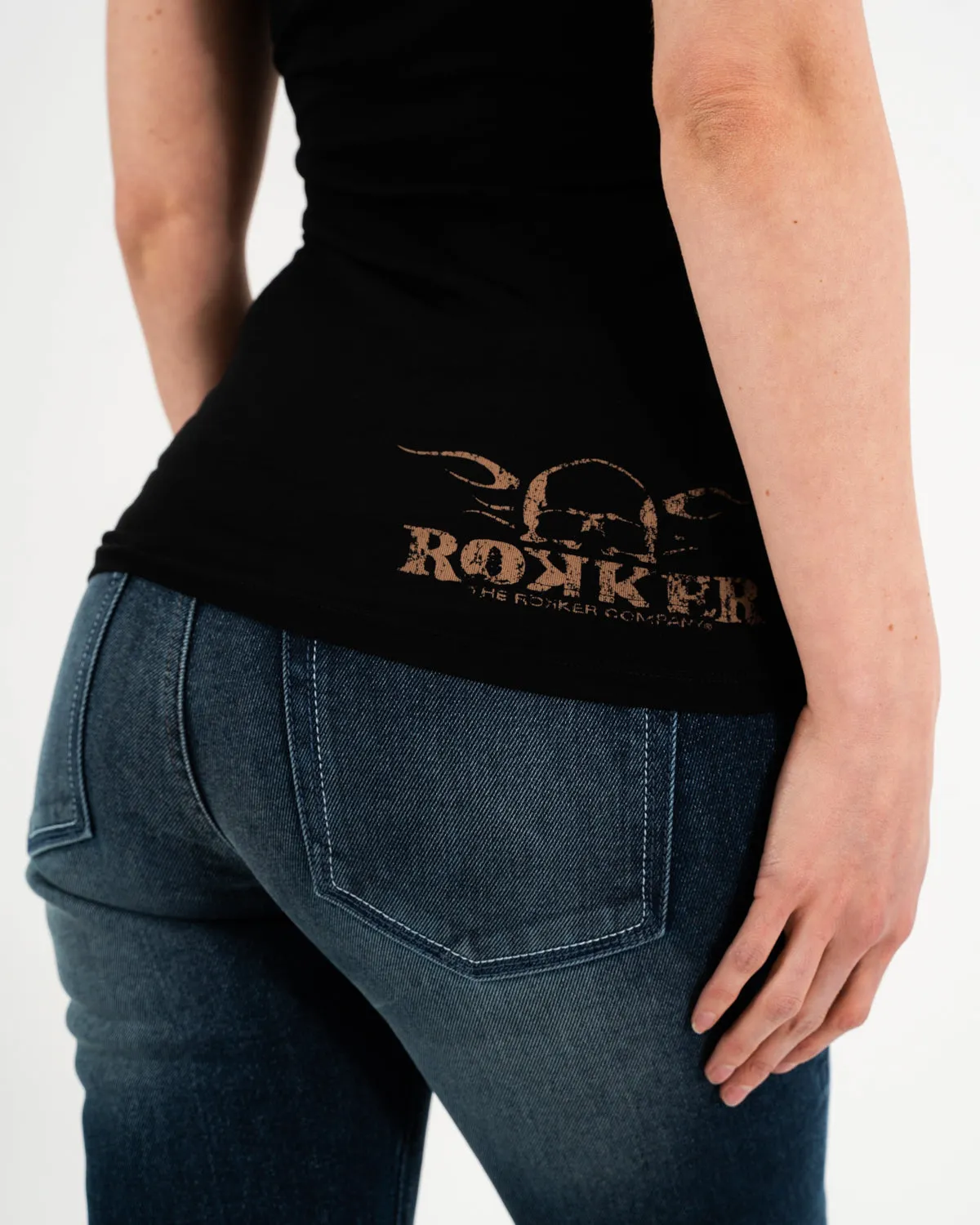 Rokker Vintage Lady T-skjorte svart stretch