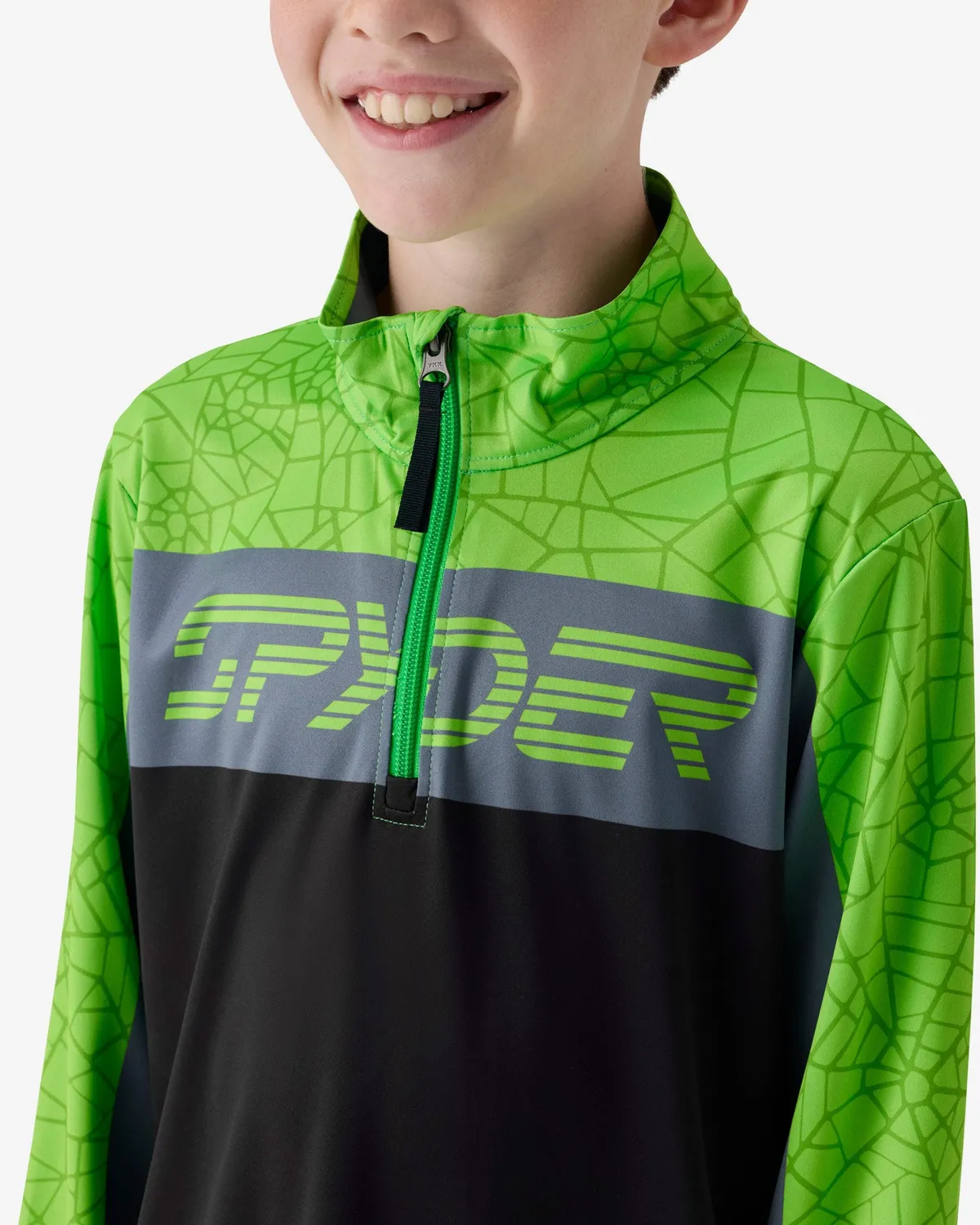 Spyder Jacobs halfzip genser barn Strobe Green Webs UPF50