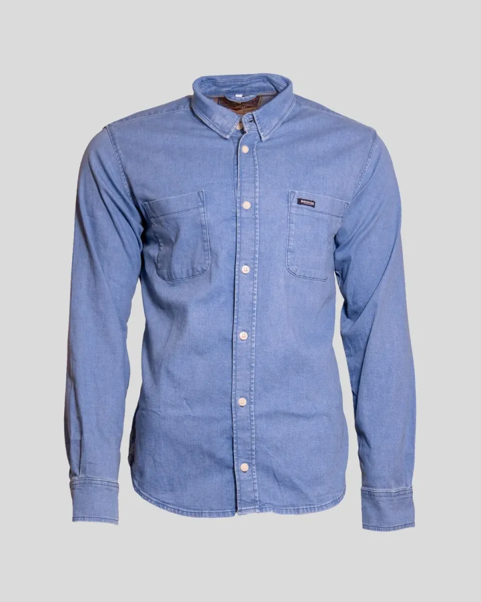 Rokker Nashville Blue denimskjorte blå stretch herre