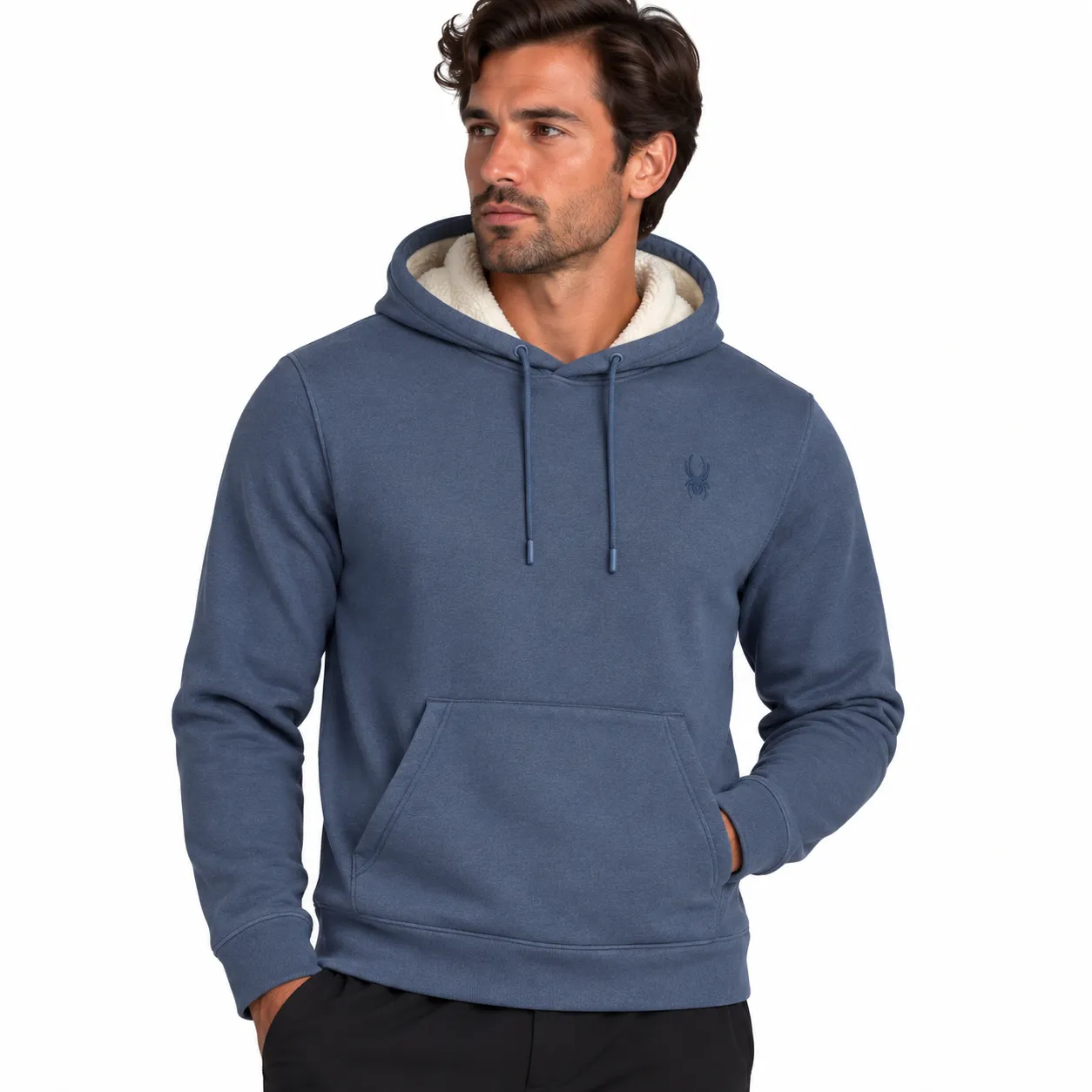 Spyder Pullover Sherpa hoodie Blue – varm