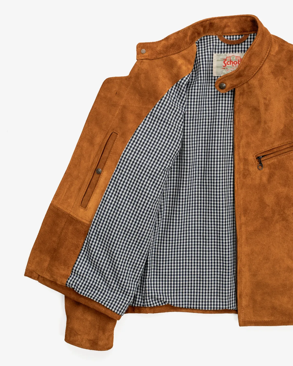 Schott NYC 341 café racer skinnjakke tobacco – semsket