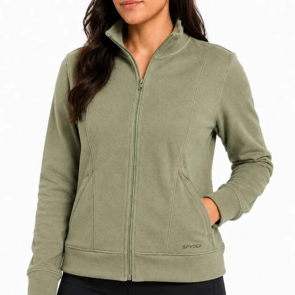 Spyder Corduroy Mock Neck zip-genser dame grønn