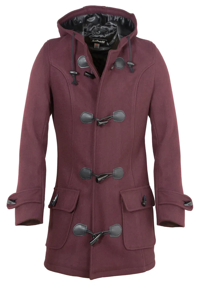 Schott NYC D742W duffelcoat brun ull hette dame