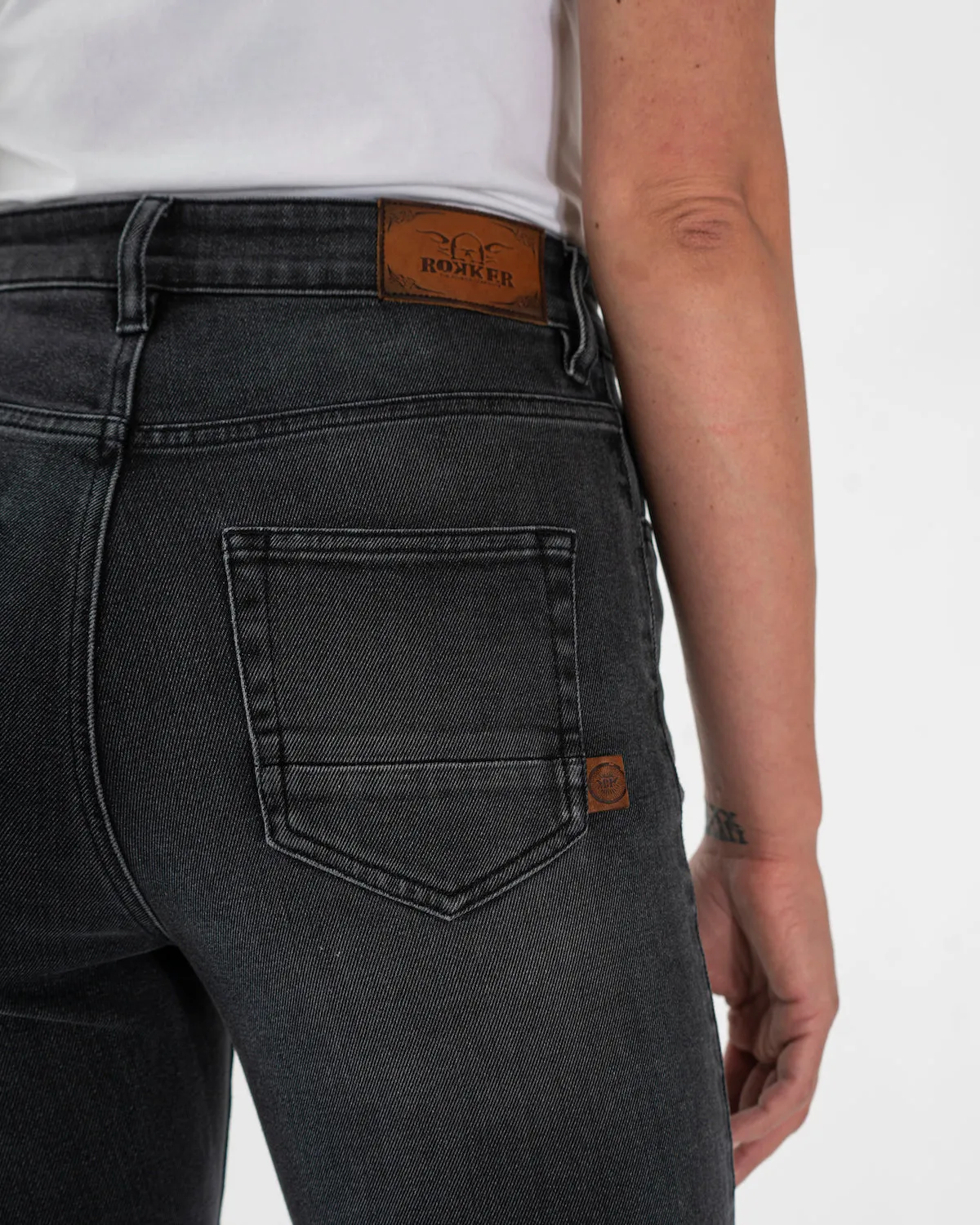 Rokker Rokkertech High Waist MC-jeans mørkegrå