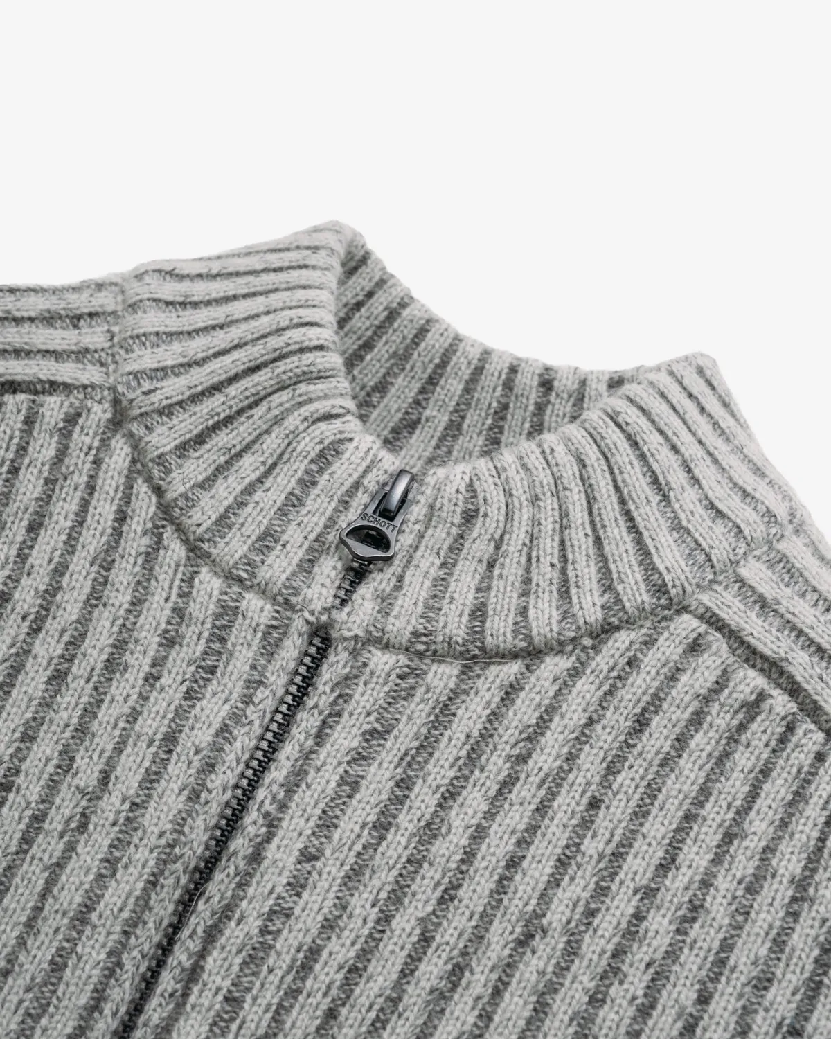 Schott NYC SW2619 zip-genser oatmeal ullblanding
