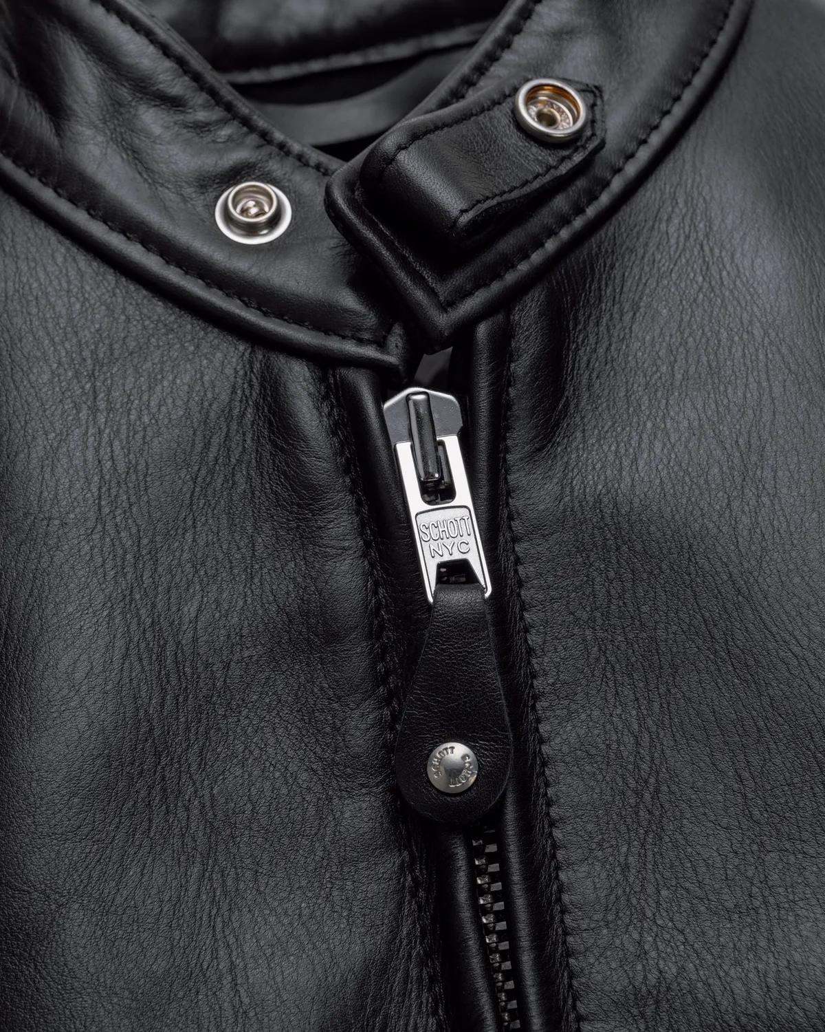 Schott NYC 654 Cafe Racer skinnjakke svart lett kuskinn
