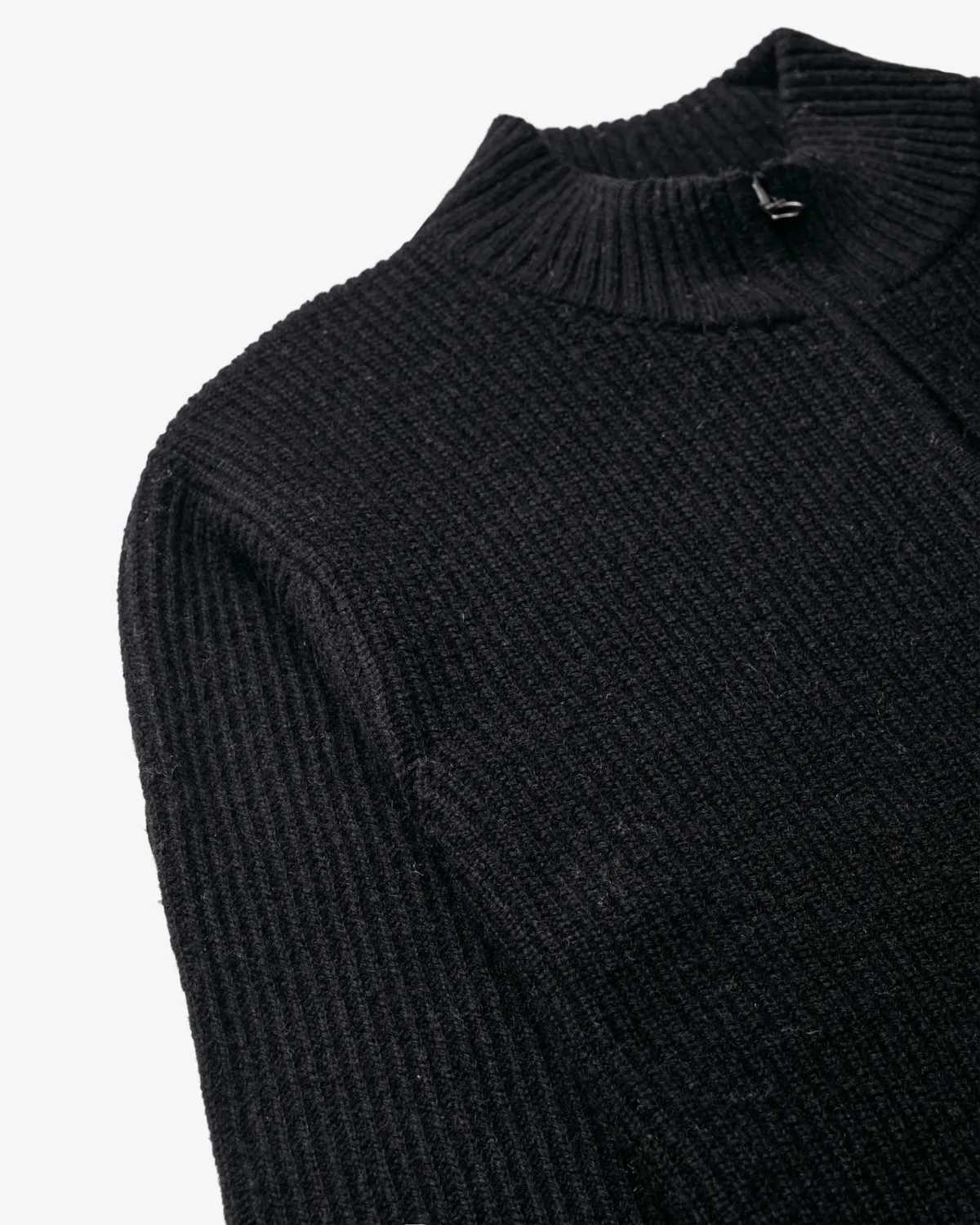 Schott NYC SW2212 ullgenser half-zip svart – varm ribbestrikk