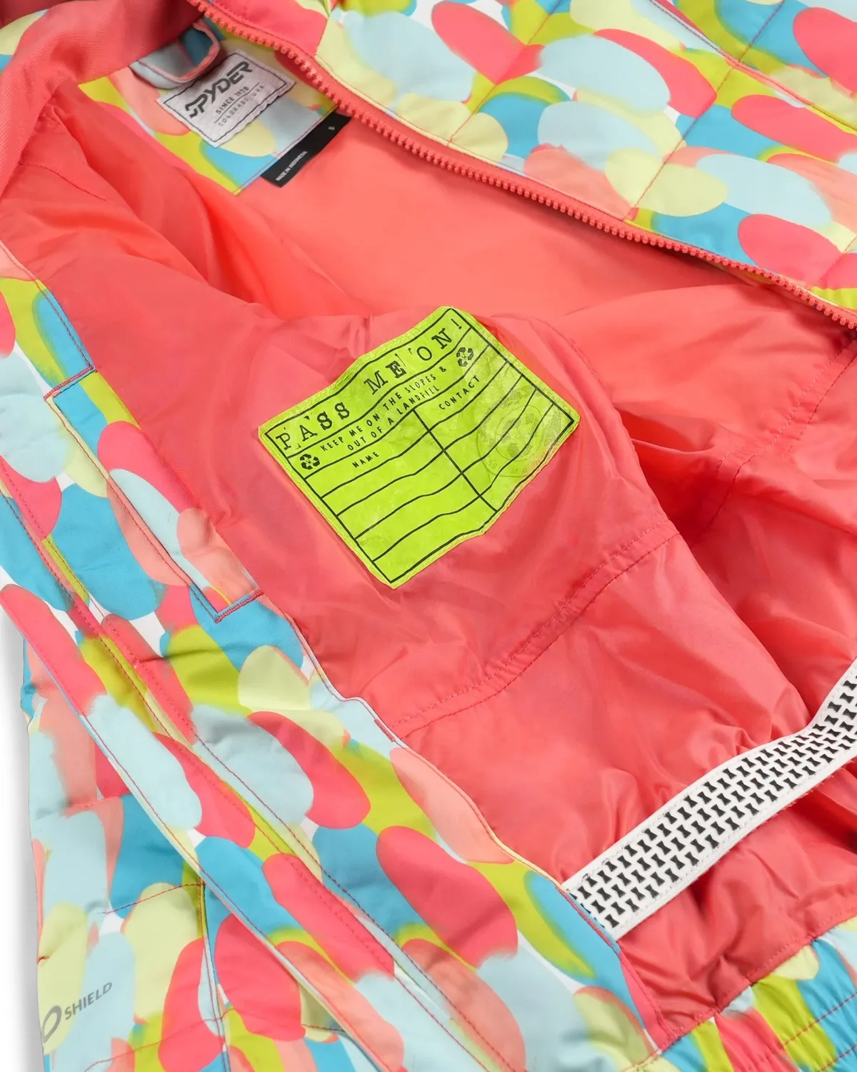 Spyder Zadie skijakke coral haze sprinkles vanntett 10K