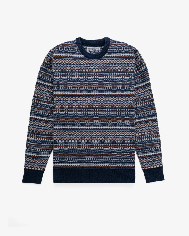 Schott NYC SW2460 genser blå fair isle ull