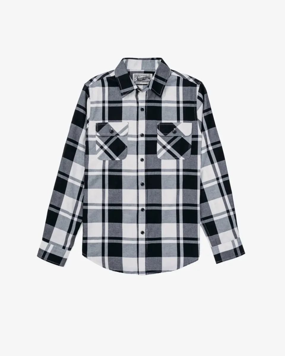 Schott NYC SPSH2 rutet skjorte svart flanell