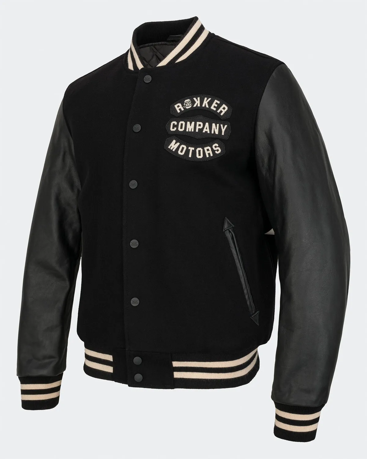 Rokker College Jacket motorsykkeljakke svart/hvit ull