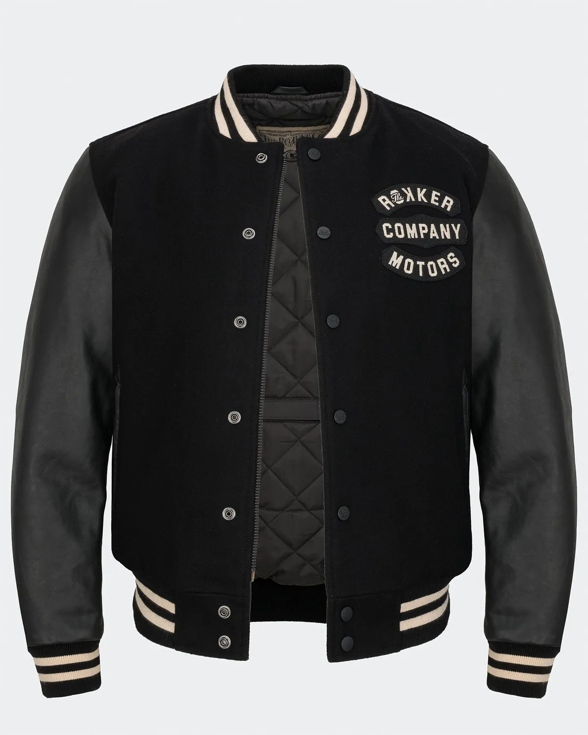 Rokker College Jacket motorsykkeljakke svart/hvit ull