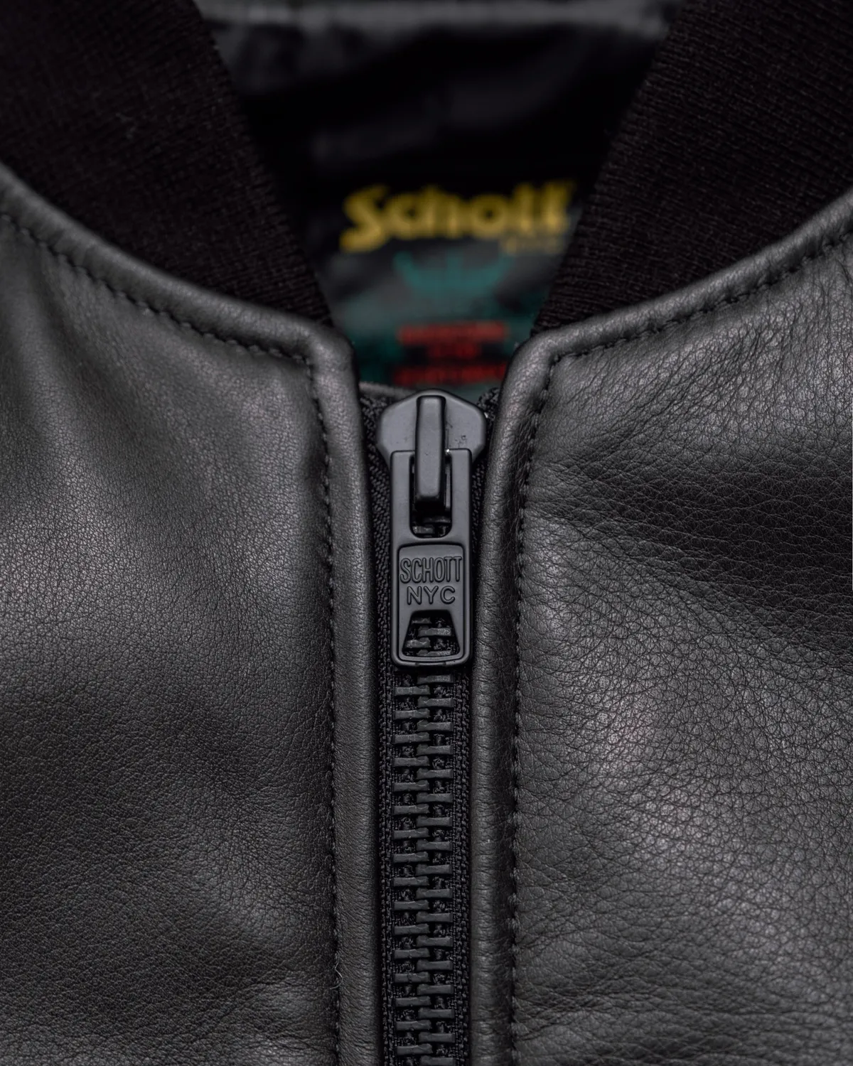 Schott NYC 237 skinnjakke svart MA-1 vokset kuskinn