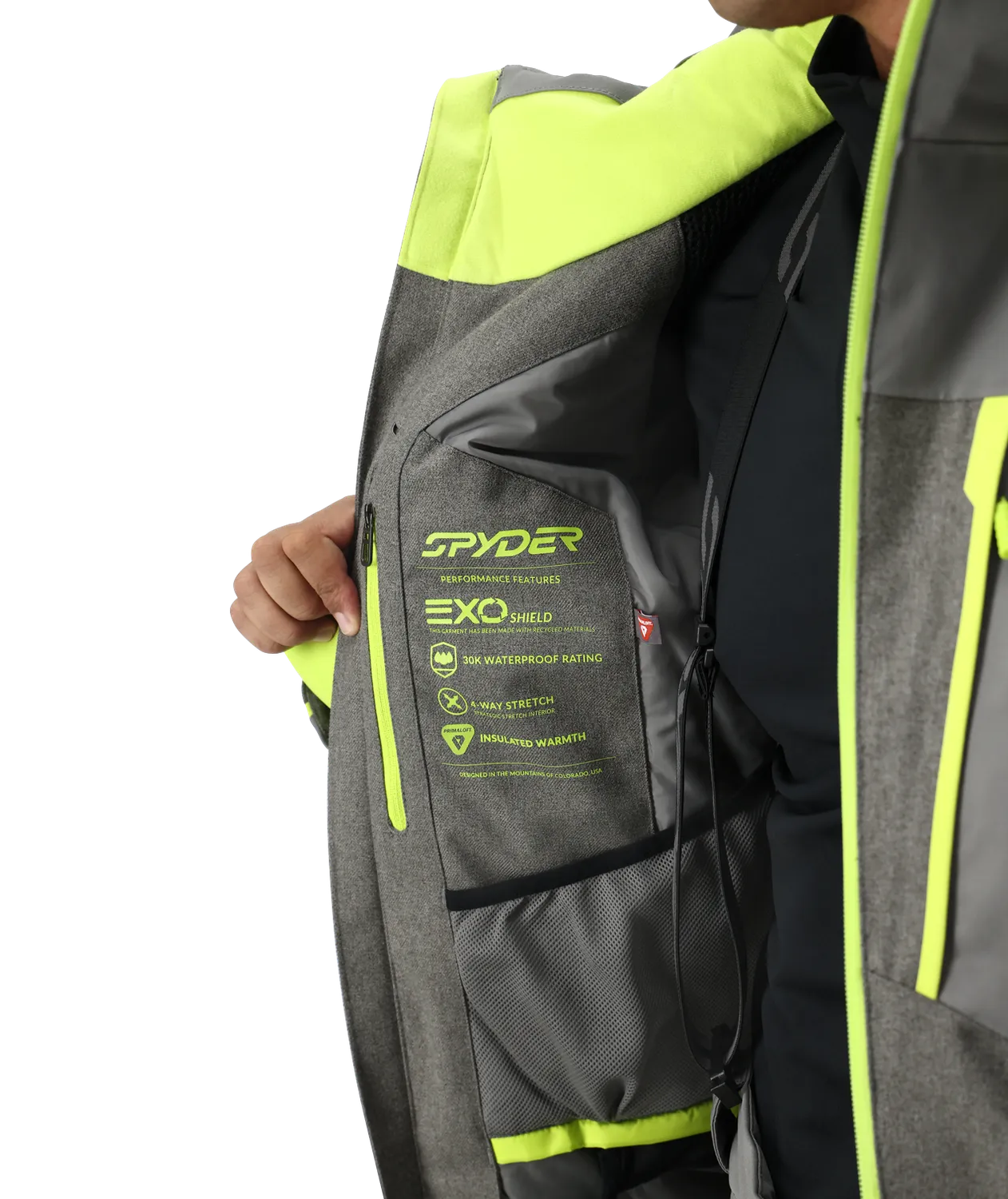 Spyder Leader skijakke herre storm lime 30K vanntett