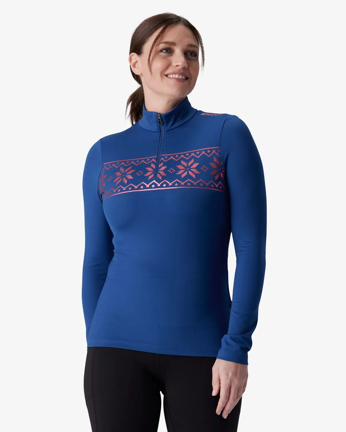 Spyder Vivid quarter zip electric coral stretch