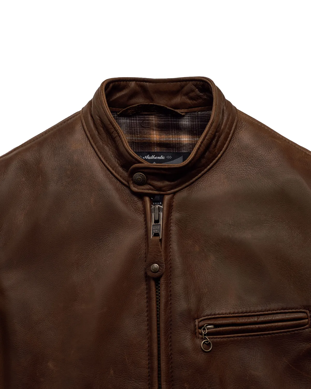 Schott NYC 530 skinnjakke brun café racer ku