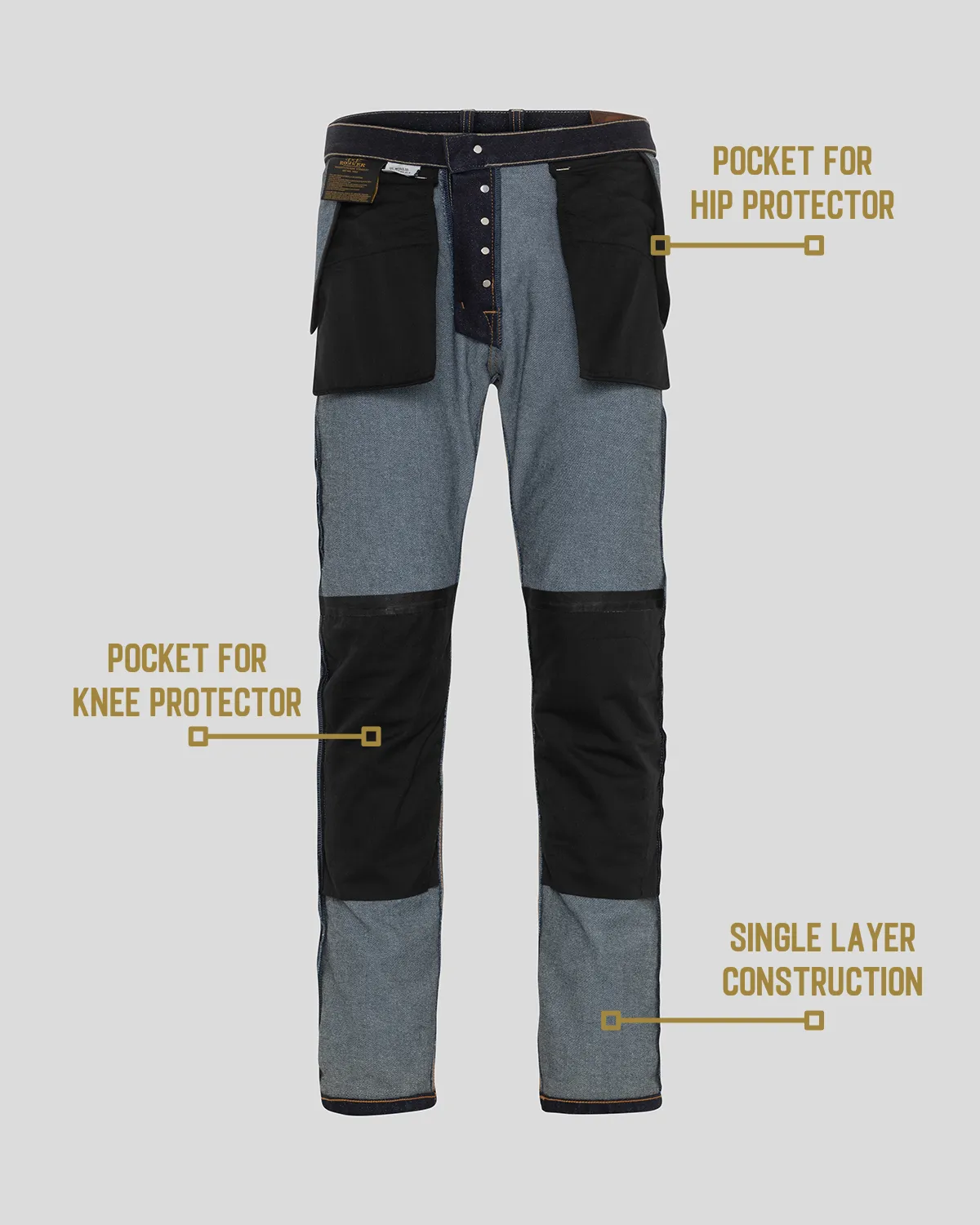 Rokker Rokkertech Raw Straight mc-jeans blå ettlags