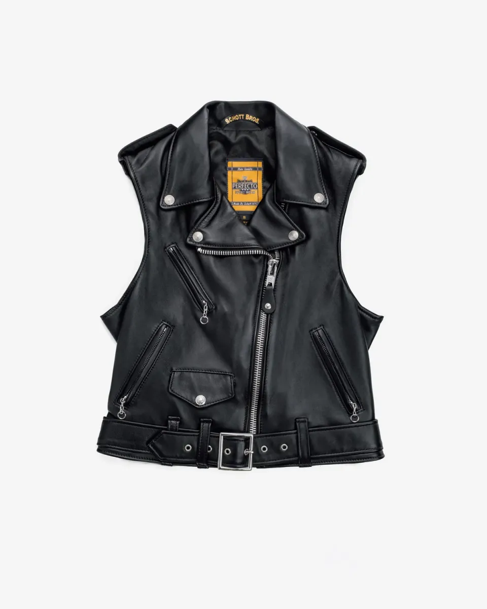 Schott NYC 210VW skinnvest svart lammeskinn dame