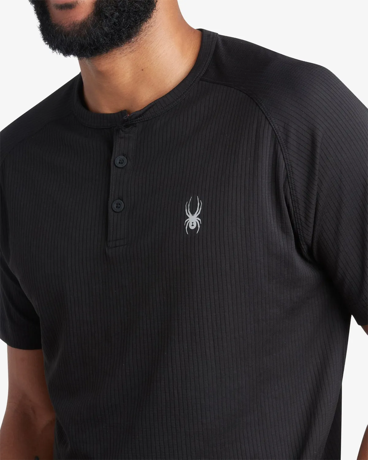 Spyder Short Sleeve Henley t-skjorte Sort UPF 30+