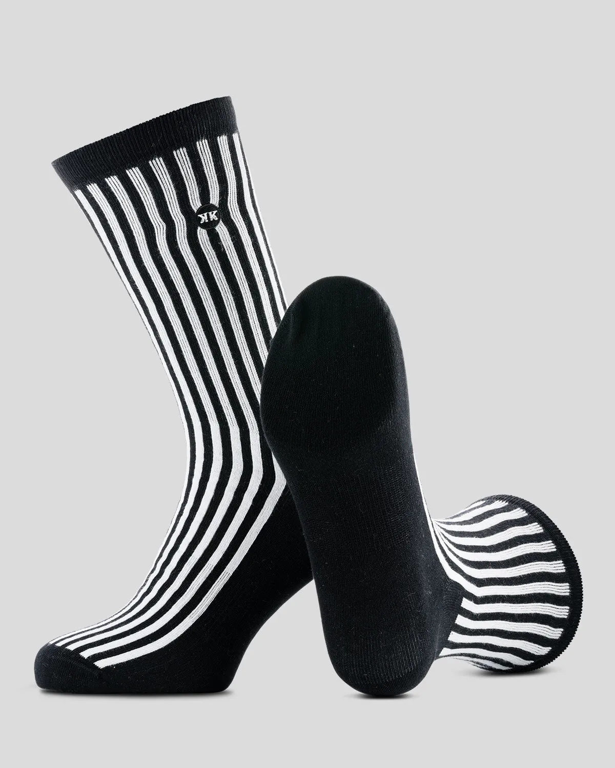 Rokker Long Stripes sokker hvit-svart økobomull