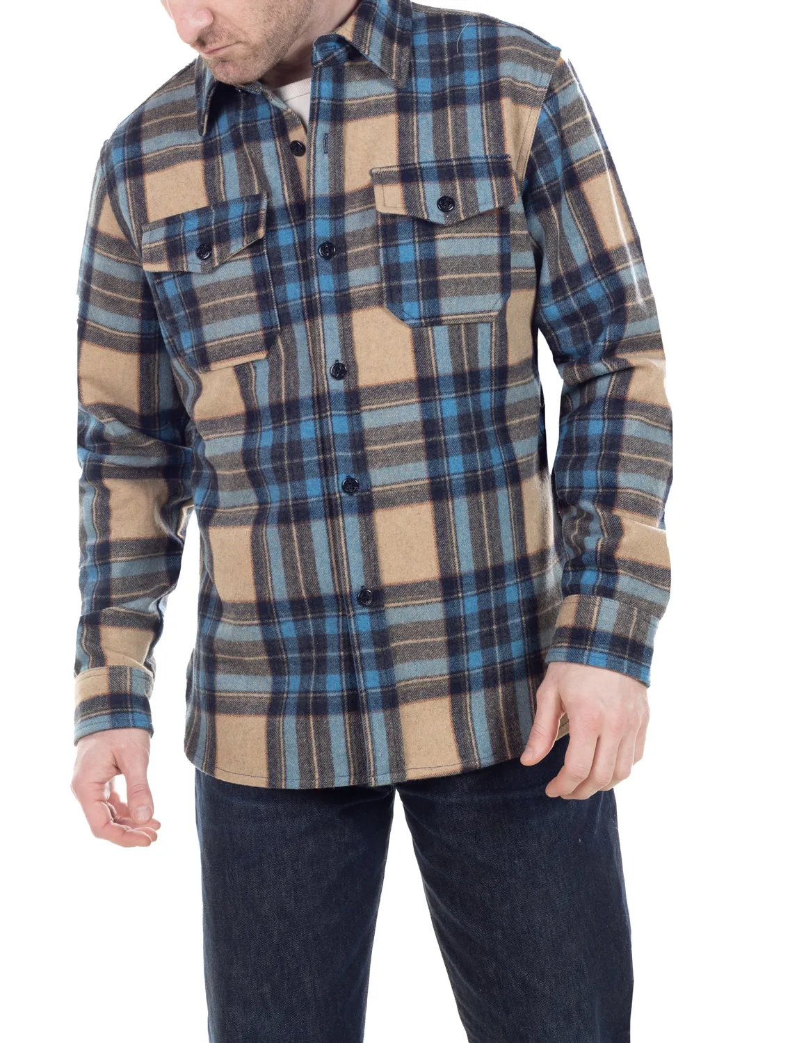 Schott NYC 7210P CPO-skjorte svart ullblanding 30"