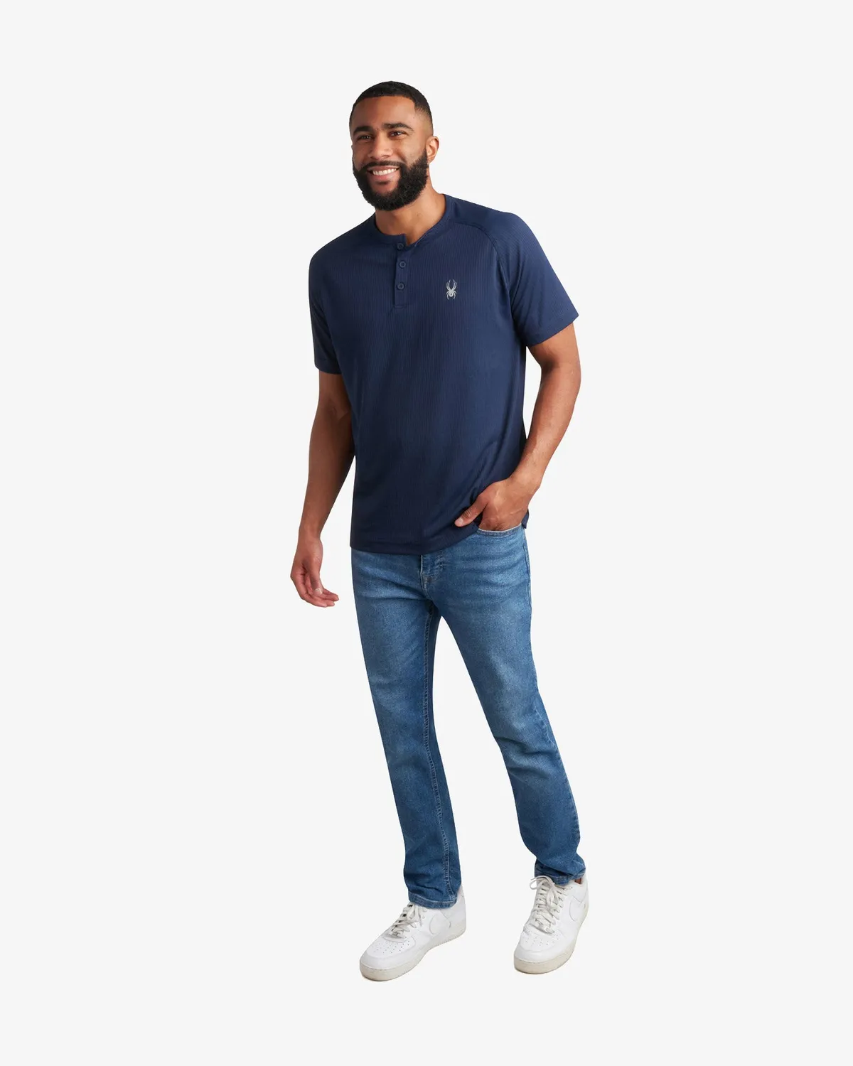 Spyder Short Sleeve Henley t-skjorte herre navy UPF30