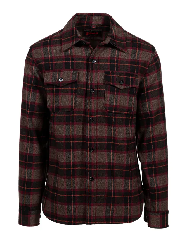 Schott NYC 7310P CPO-skjorte Brown ullblanding