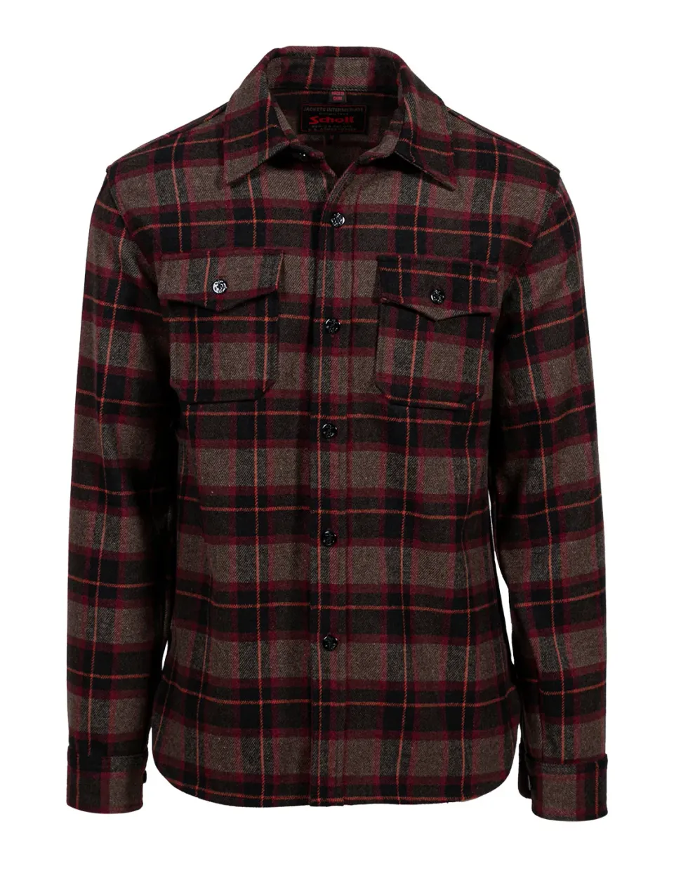 Schott NYC 7310P CPO-skjorte Brown ullblanding