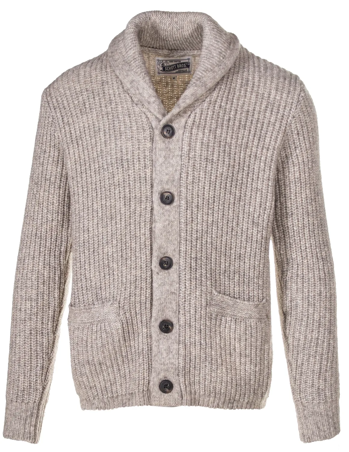 Schott NYC SW2135 cardigan yak brun sjalhals