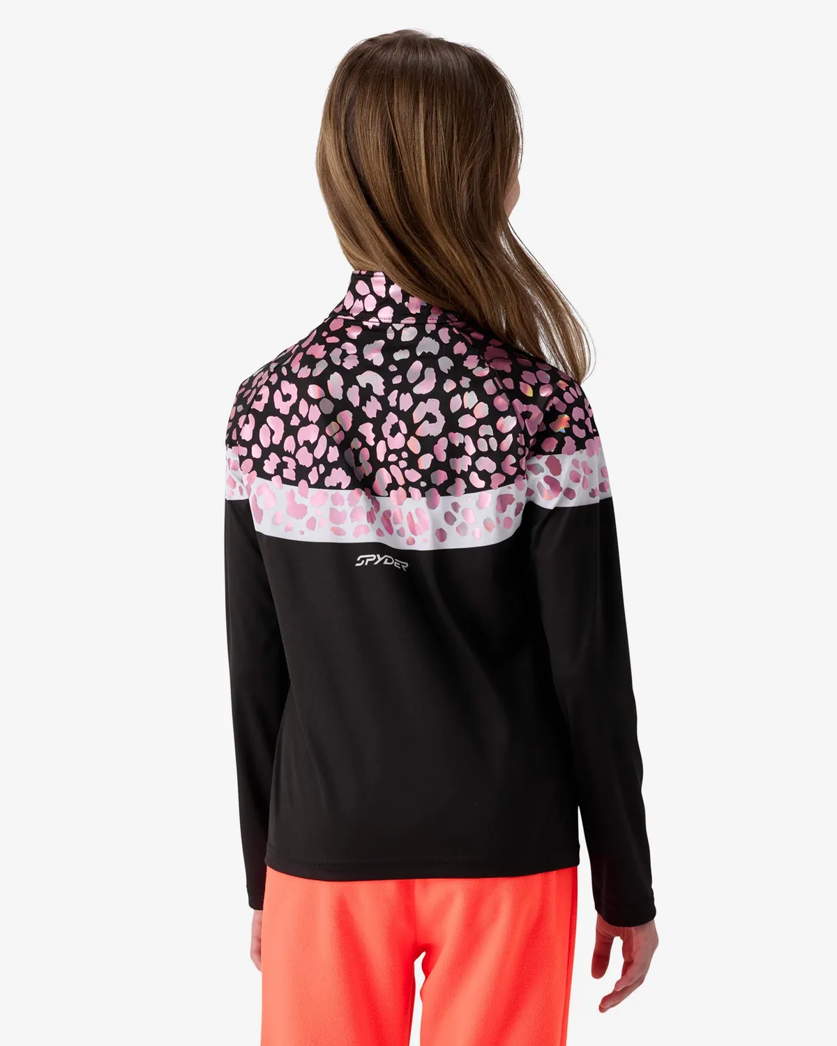 Spyder Surface Quarter Zip zip-genser jente leopard