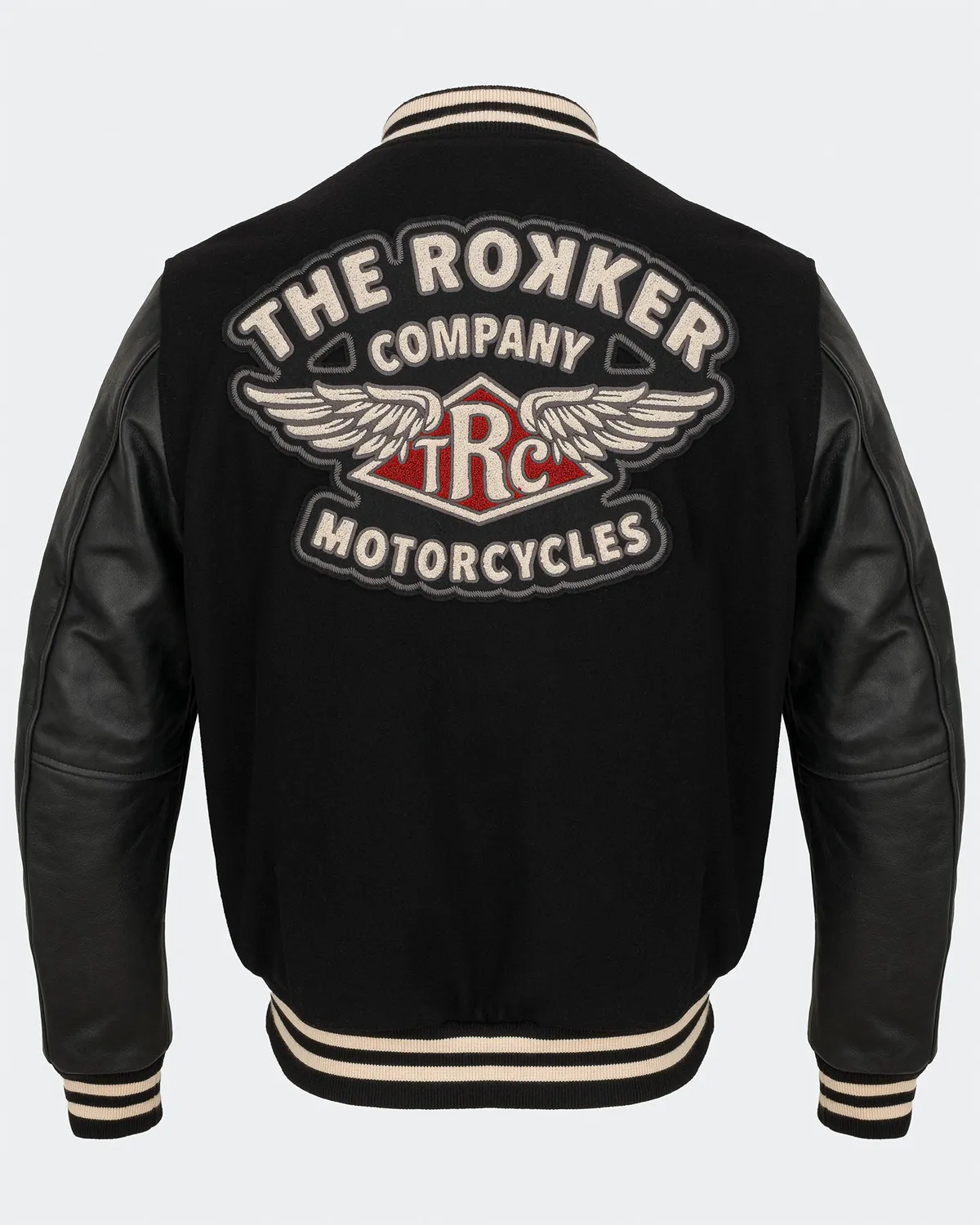 Rokker College Jacket motorsykkeljakke svart/hvit ull