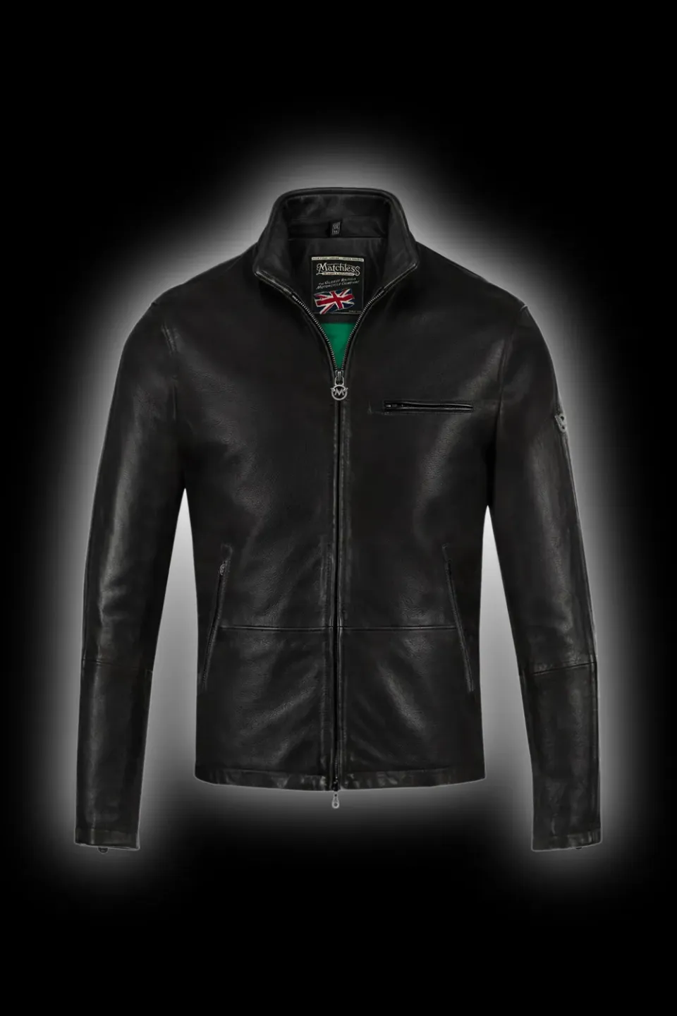 Matchless Brighton Blouson skinnjakke svart grønn elastisk