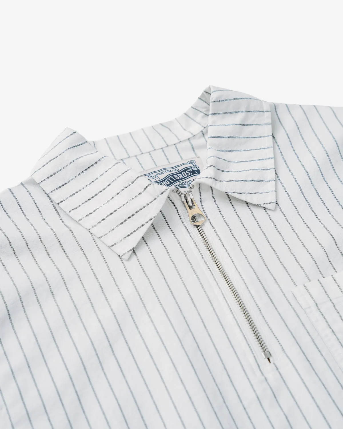 Schott NYC SH2412 skjorte hvit – stripet quarter-zip