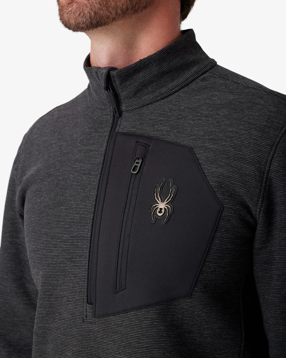 Spyder Bandit fleecegenser quarter-zip black melange DWR